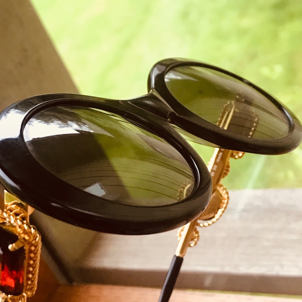 MOSCHINO PERSOL M253 BLACK JEWELED SUNGLASSES w/ Case - Picture 3 of 10